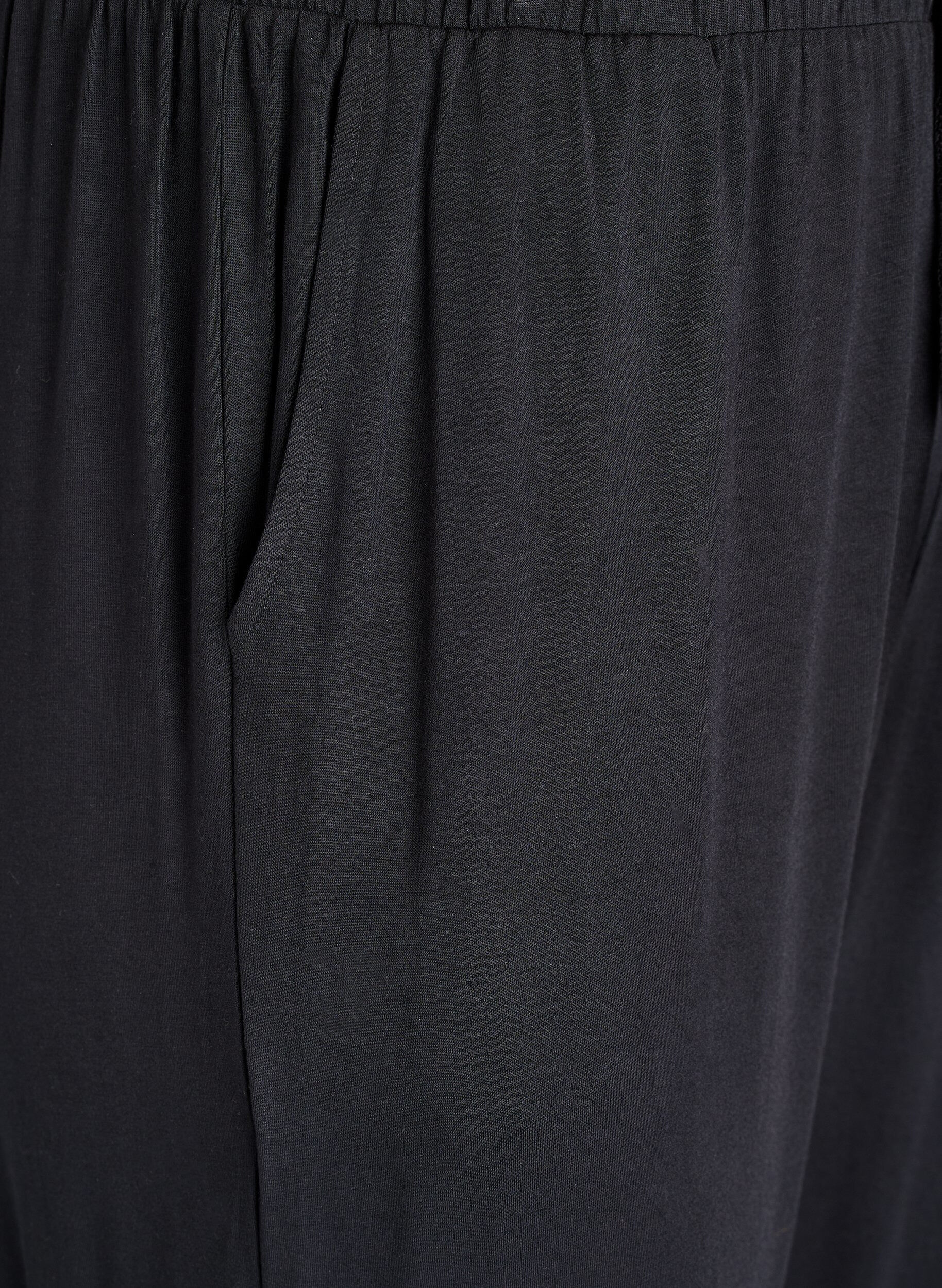 Zizzi Schlafhose aus Modal mit hoher Taille, Schwarz, Packshot image number 2