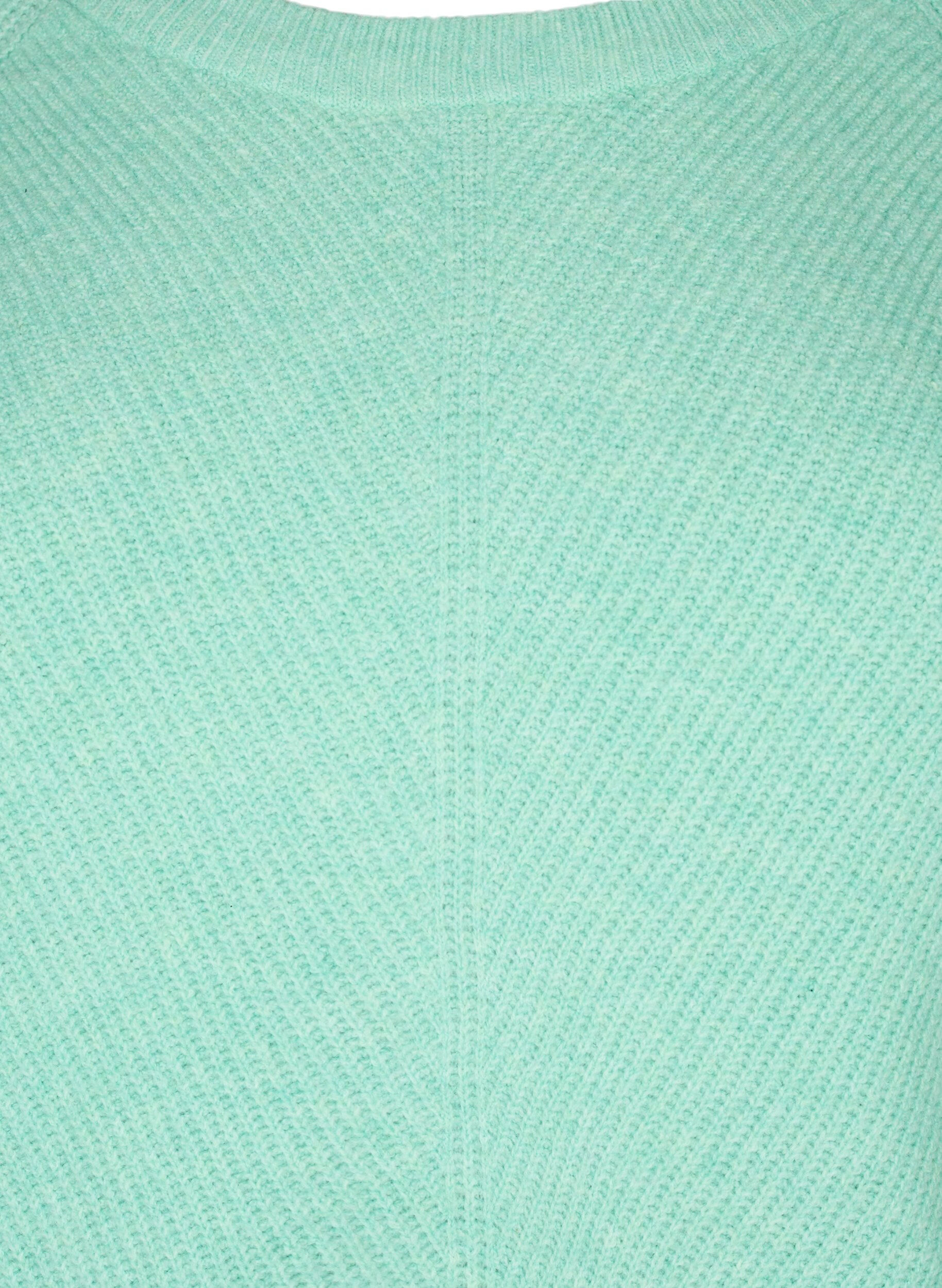 Zizzi Melange-Pullover mit Seitenschlitz, Cabbage/White, Packshot image number 2