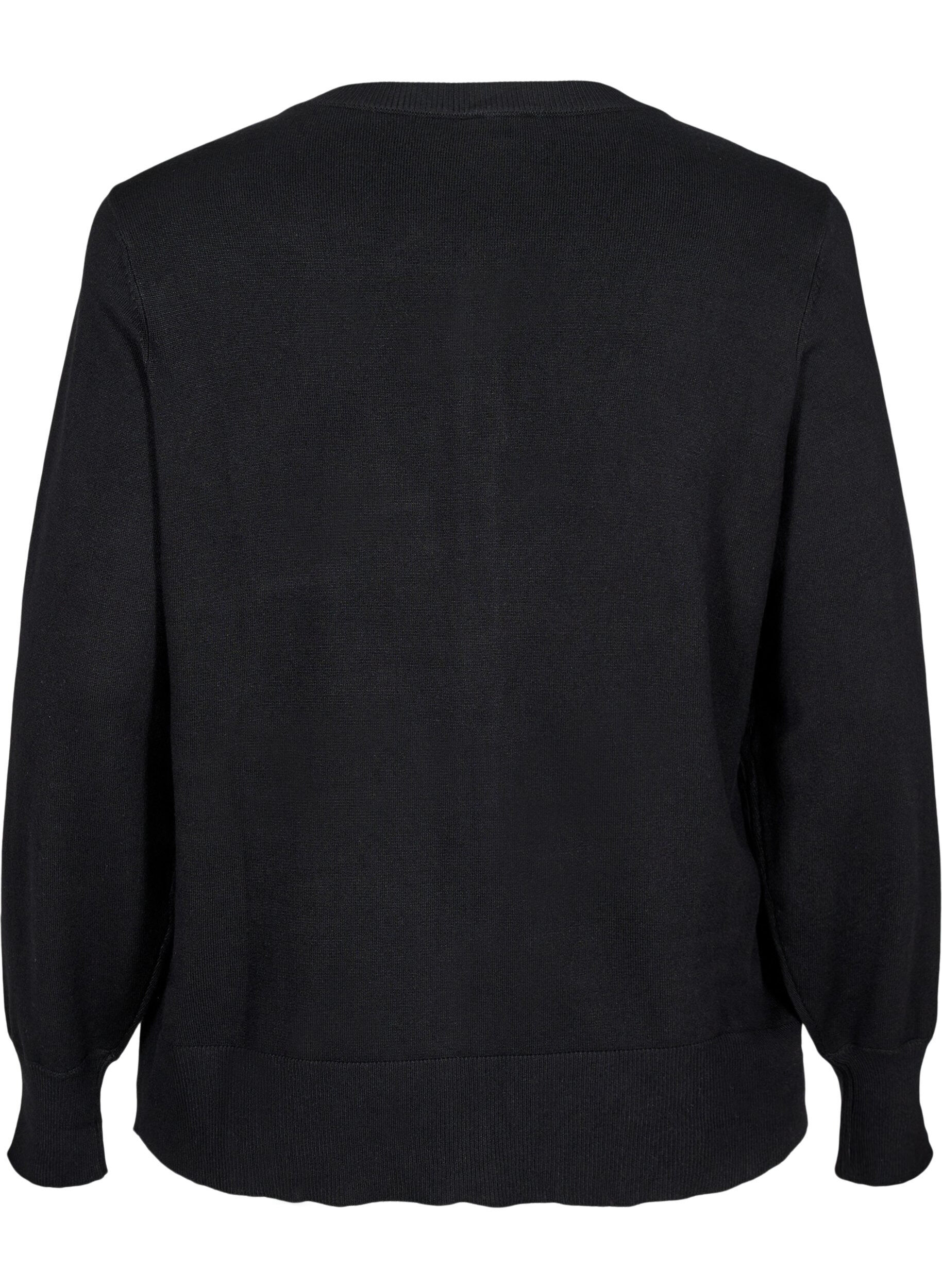 Zizzi Strickjacke mit Kn&ouml;pfen aus Viskosemischung, Black, Packshot image number 1
