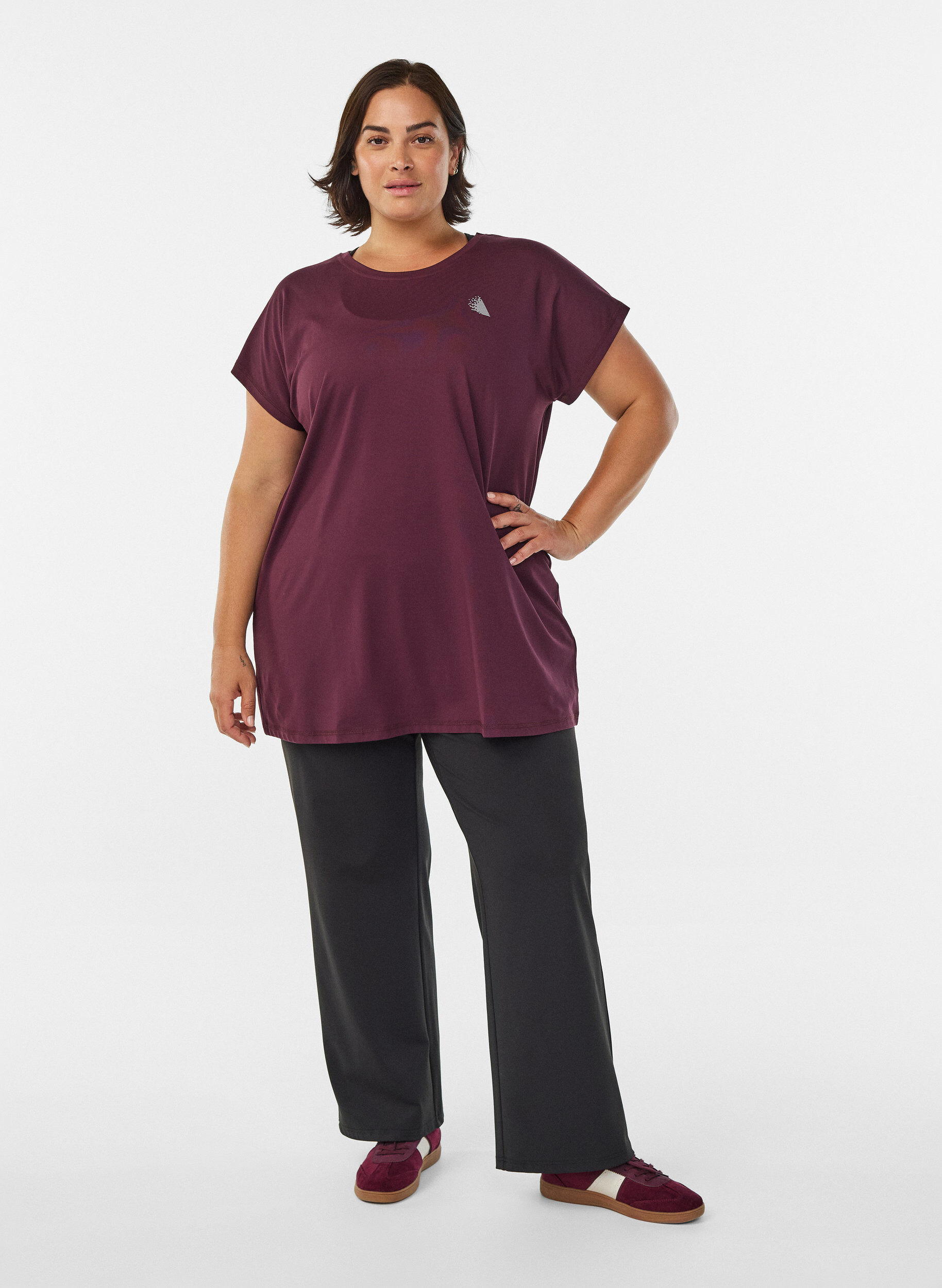 Zizzi Langes Trainingsshirt, Rot, Model image number 1