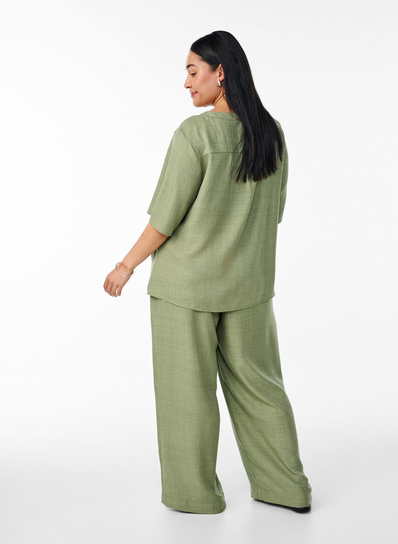 Lockere Hose mit elastischem Bund und Taschen, Gr&uuml;n, Model image number 1