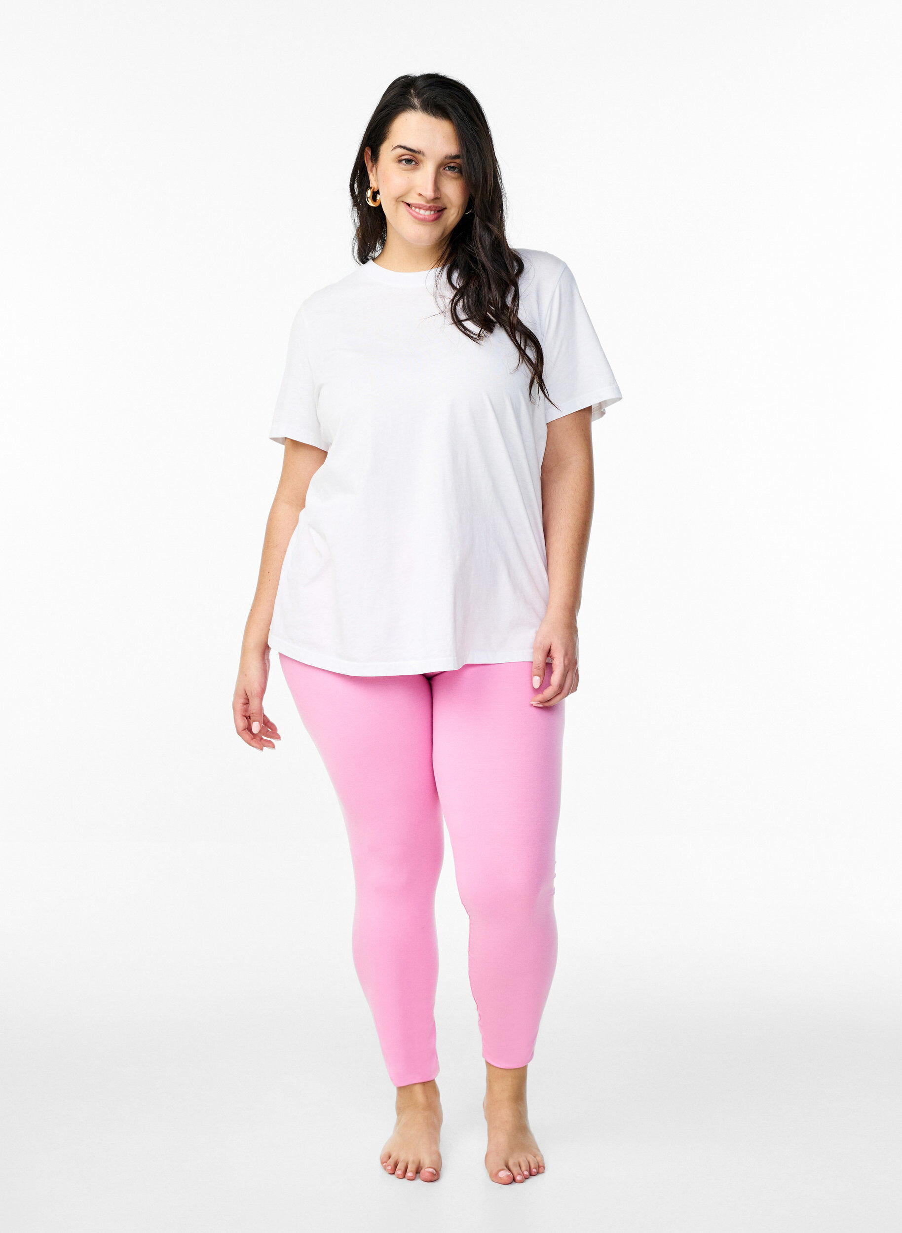 Zizzi Basic Leggings aus Viskose, Pink, Model image number 1