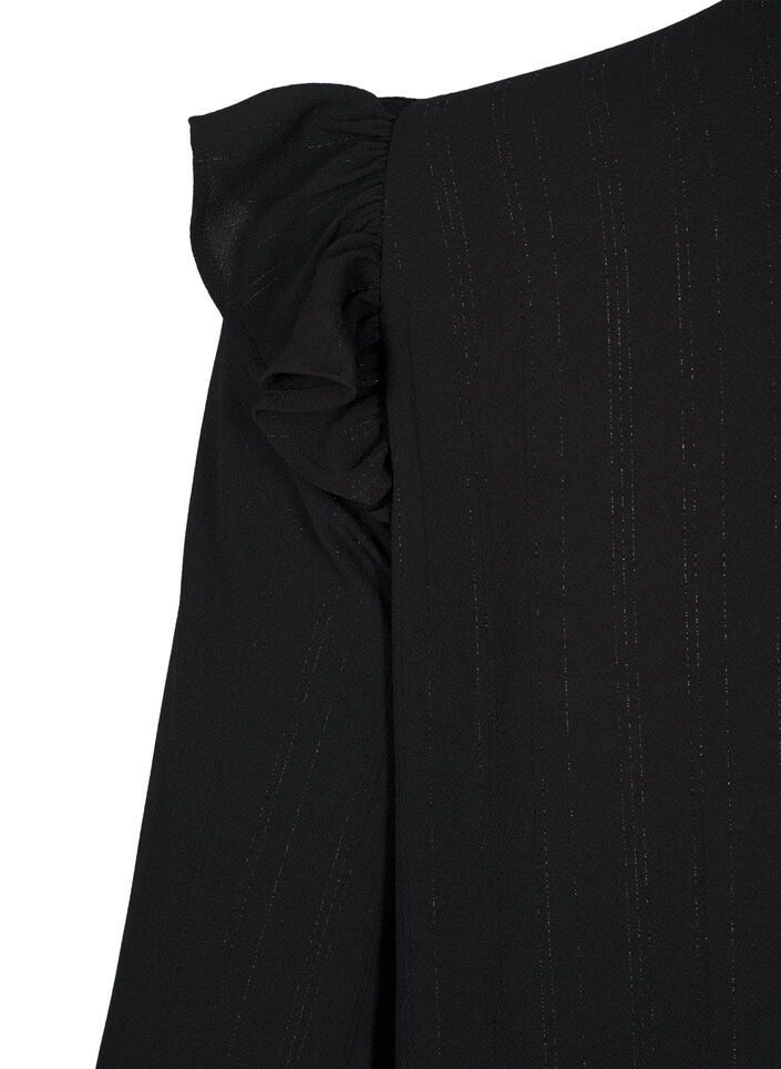 Kurzes Kleid mit R&uuml;schen und Glitzer , Schwarz, Packshot image number 3
