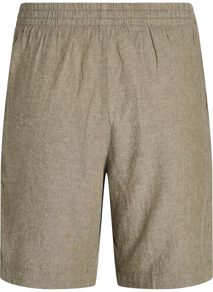 Hoch taillierte Shorts aus Leinen und Viskose, Gr&uuml;n, Packshot image number 1