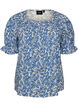 Baumwollbluse mit eckigem Ausschnitt, Blau, Packshot image number 0