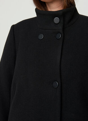 Jacke mit hohem Kragen und Knöpfen, Black, Model image number 2