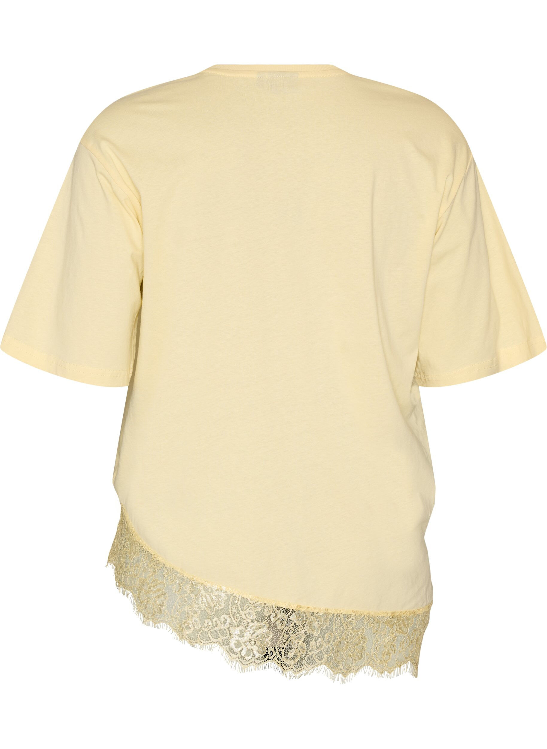 ZizziT-Shirt mit asymmetrischem Spitzensaum, Gelb, Packshot image number 1