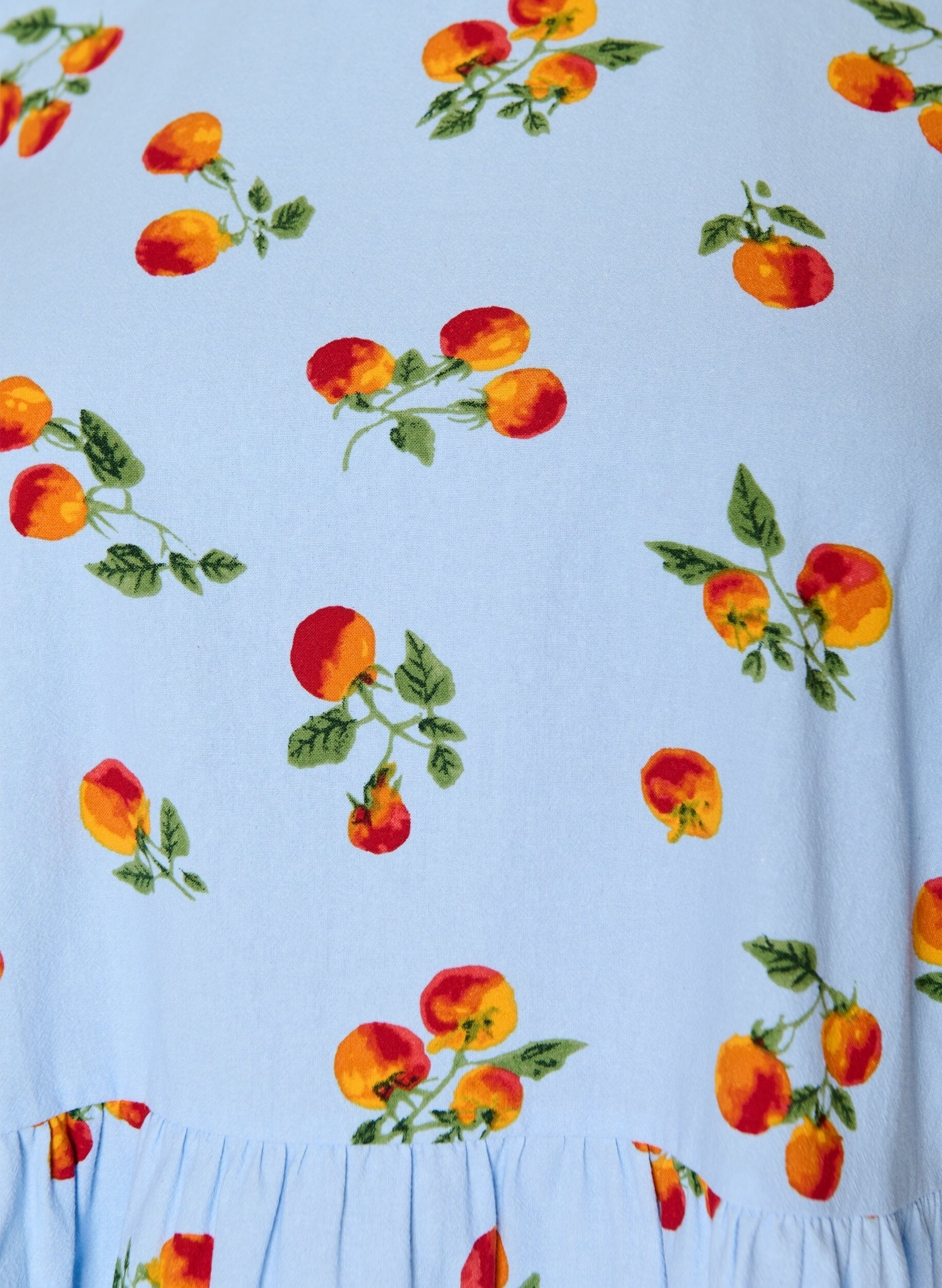 ZizziBluse aus Baumwolle mit Tomaten-Print und Peplum, Blau, Packshot image number 2