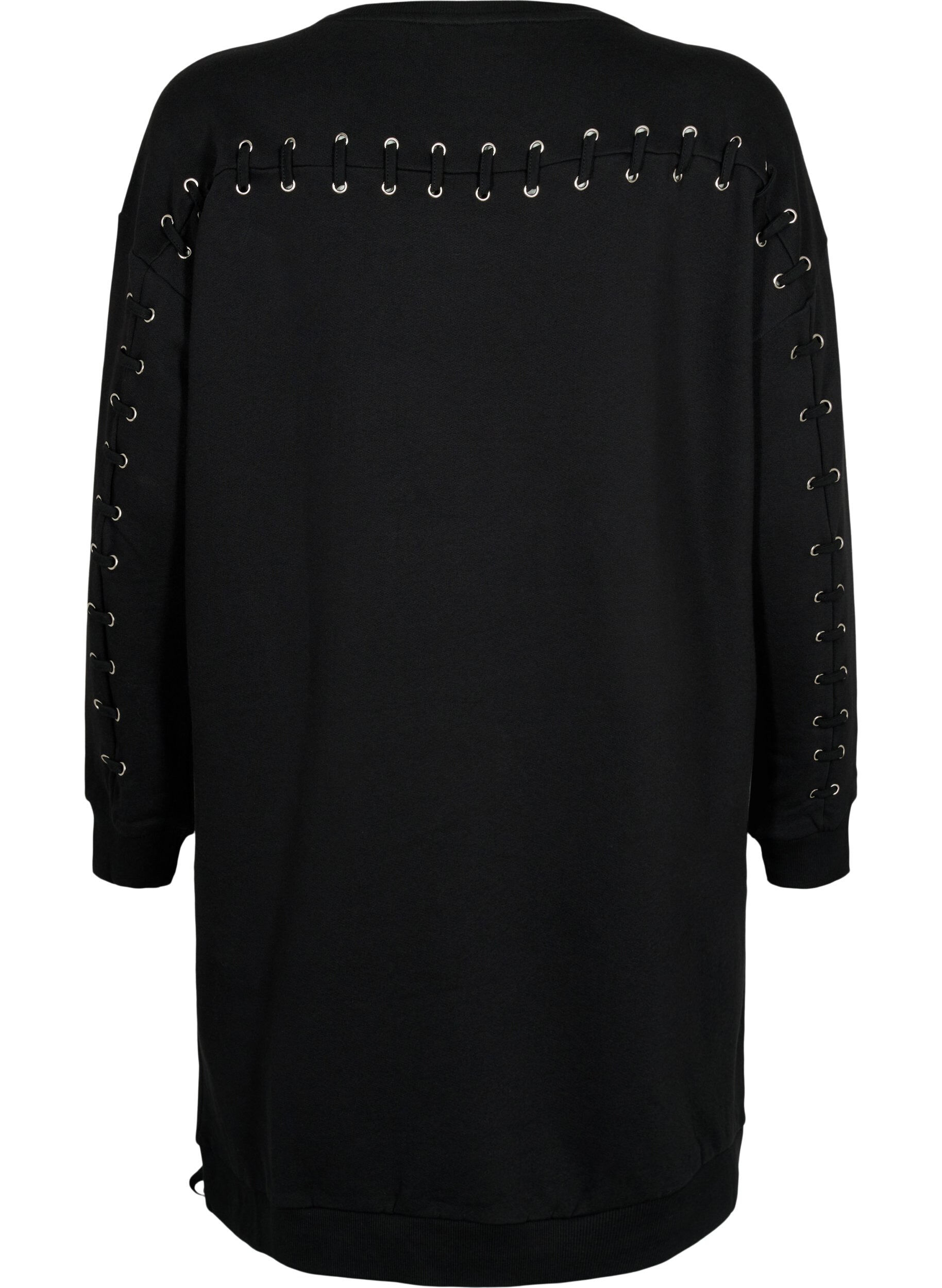 Zizzi Sweater Tunika mit Kordel Details, Black, Packshot image number 1