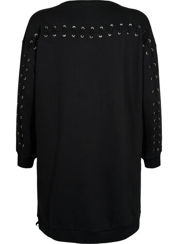 Sweater Tunika mit Kordel Details, Black, Packshot image number 1
