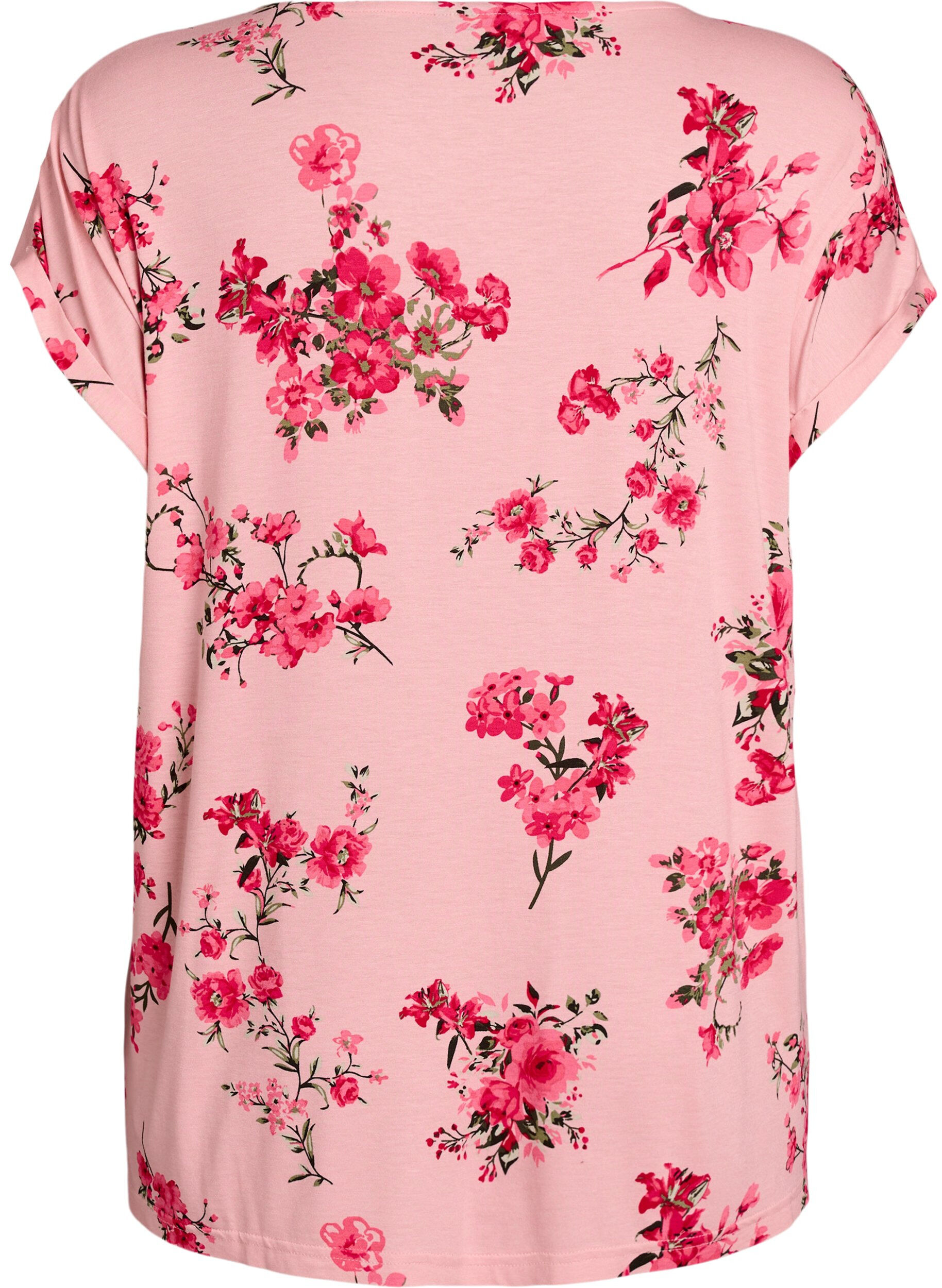 Zizzi T-Shirt mit Blumenprint, Rot, Packshot image number 1