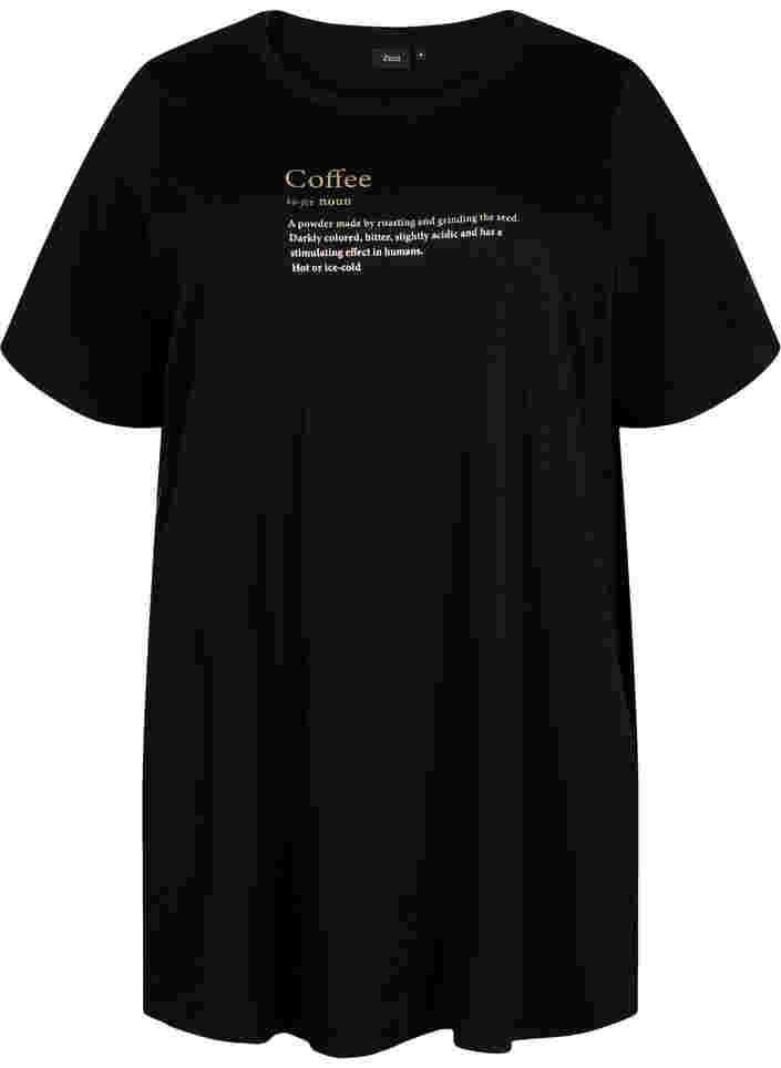 Oversized Nacht T-Shirt aus Bio-Baumwolle, Black W. coffee, Packshot image number 0