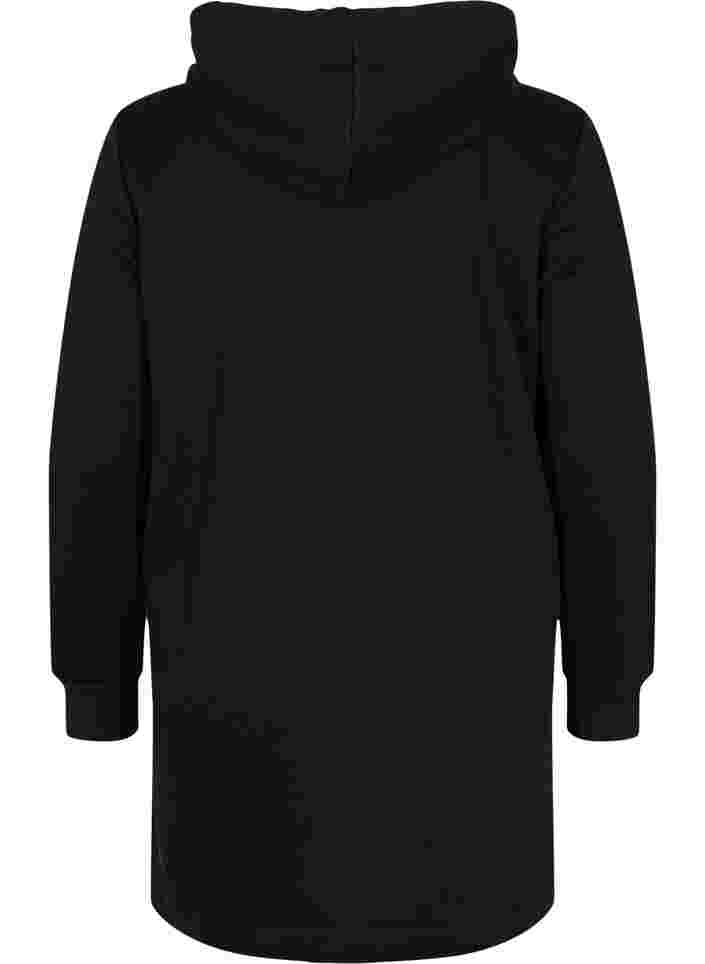 Sweatkleid mit Kapuze und Tasche, Black, Packshot image number 1