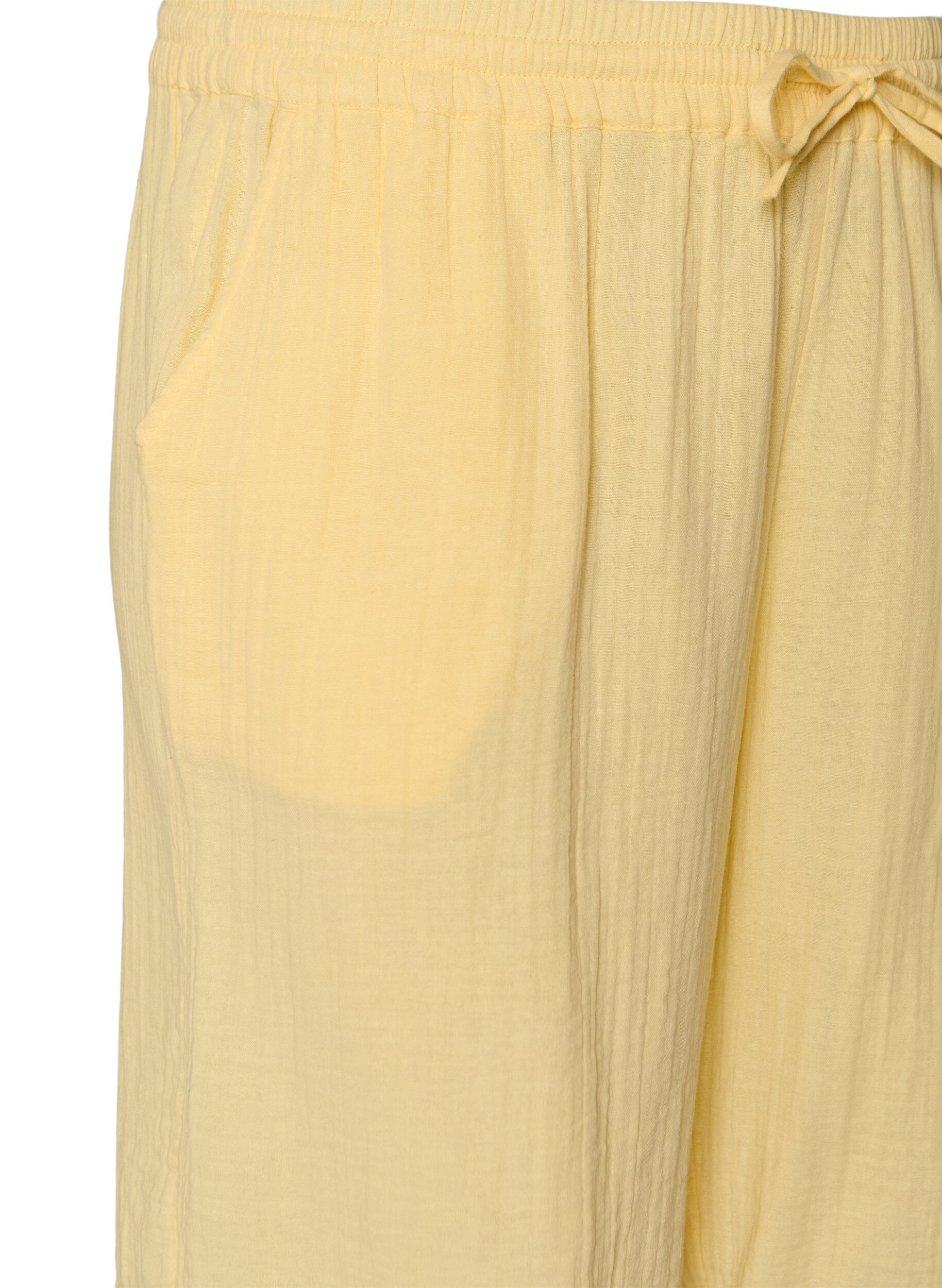 ZizziLockere Shorts aus Baumwollmusselin mit hoher Taille, Gelb, Packshot image number 2