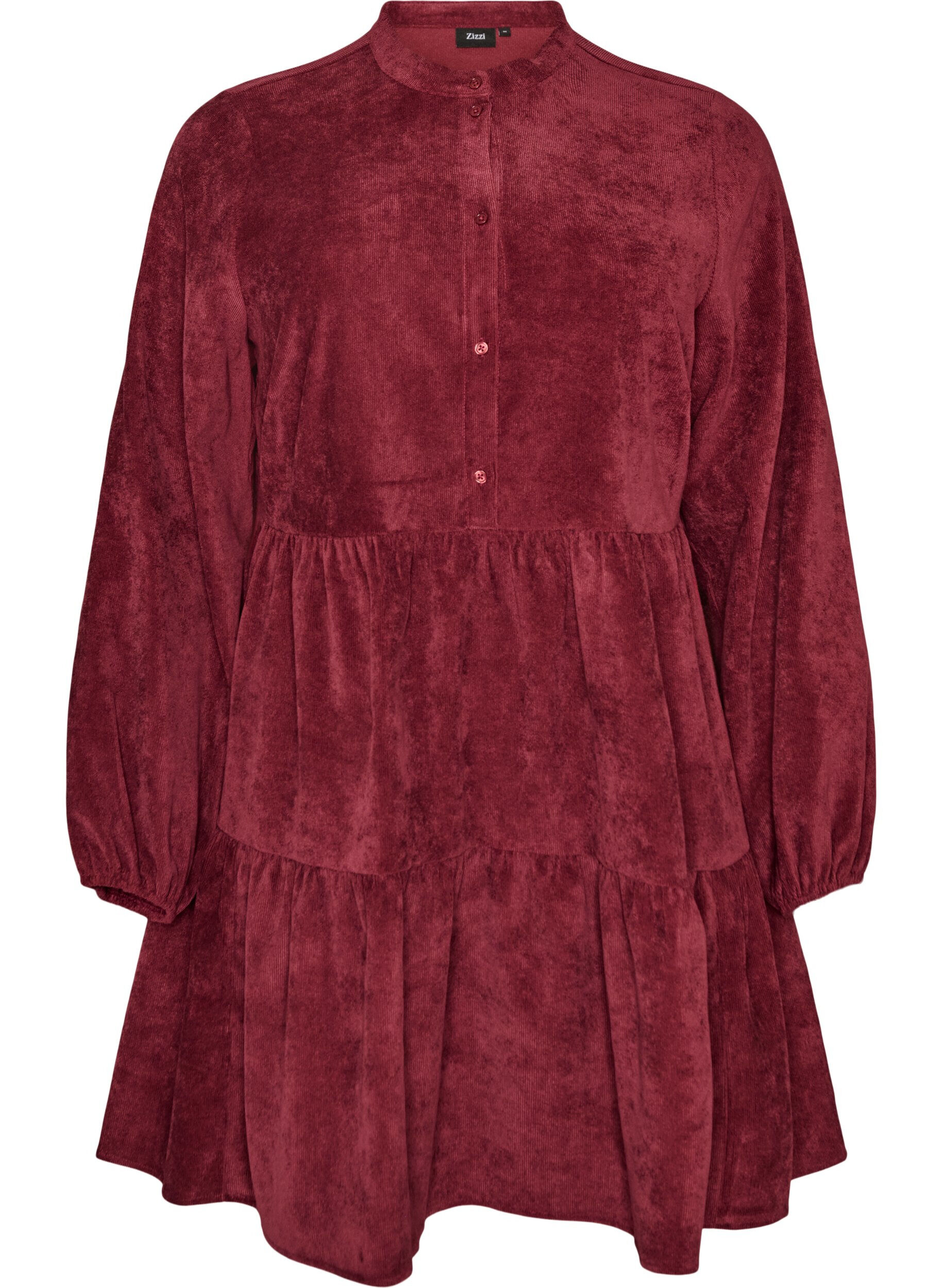ZizziCordkleid in A-Linie mit Stehkragen, Rot, Packshot image number 0