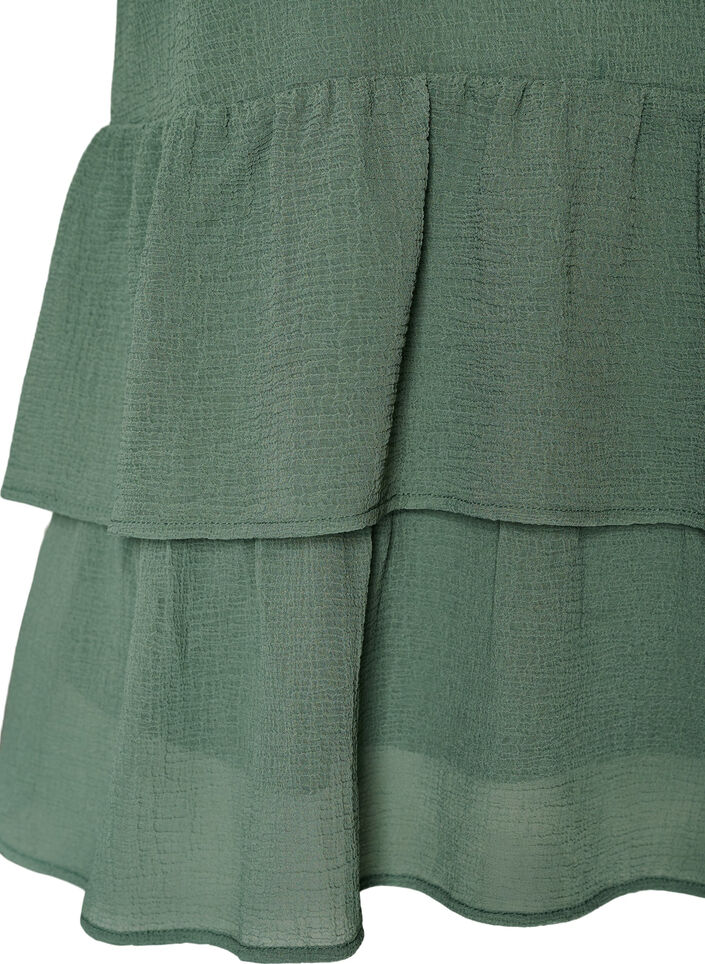 Bluse mit V-Ausschnitt und R&uuml;schen, Gr&uuml;n, Packshot image number 3