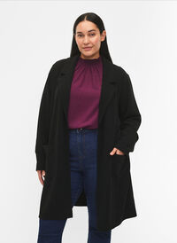 FLASH - Lange Blazer mit Taschen, Black, Model