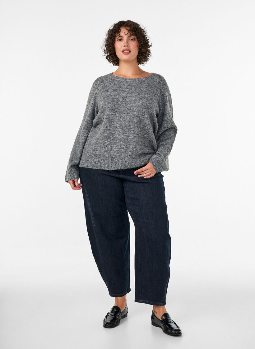 Lockerer Pullover mit Rundhalsausschnitt, Grau, Model image number 1