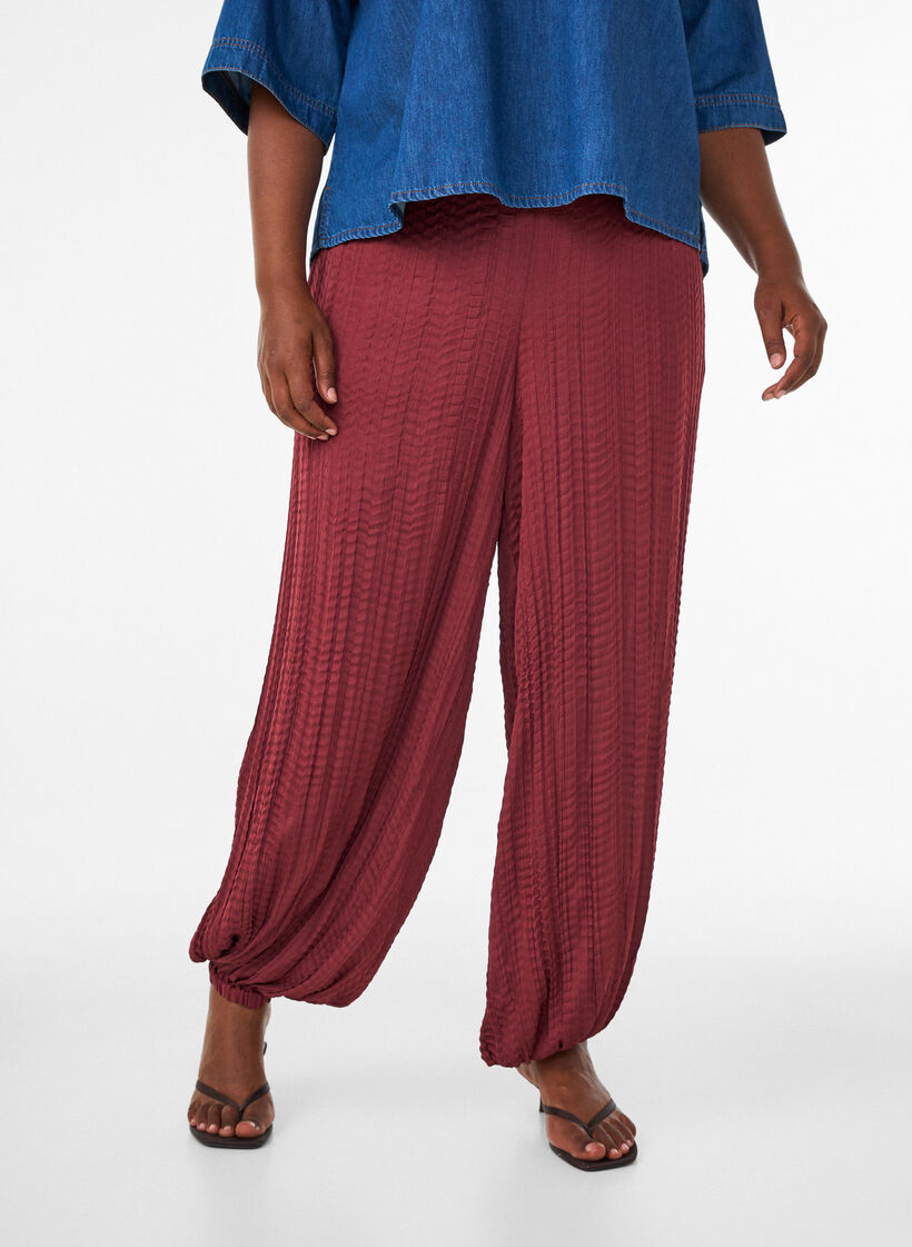 Ballonhose mit Struktur und elastischem Bund, Rot, Model image number 2