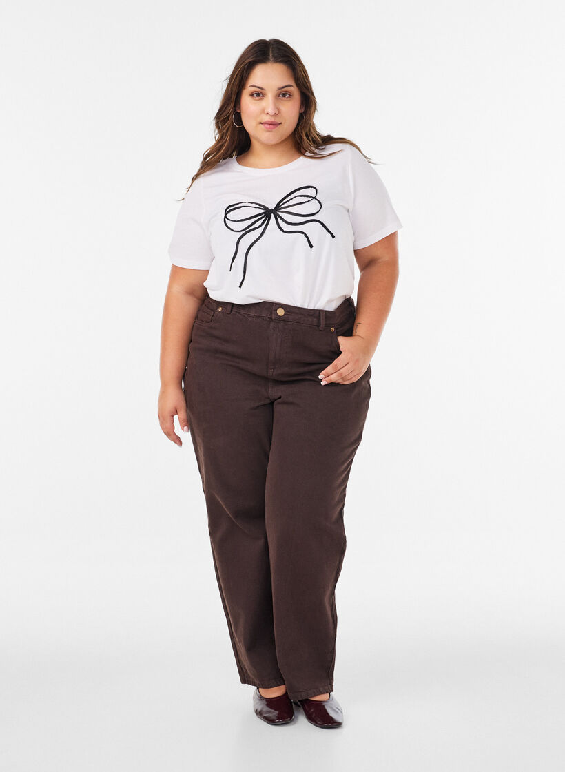 T-Shirt aus Bio-Baumwolle mit dekorativem Motiv, Wei&szlig;, Model image number 1