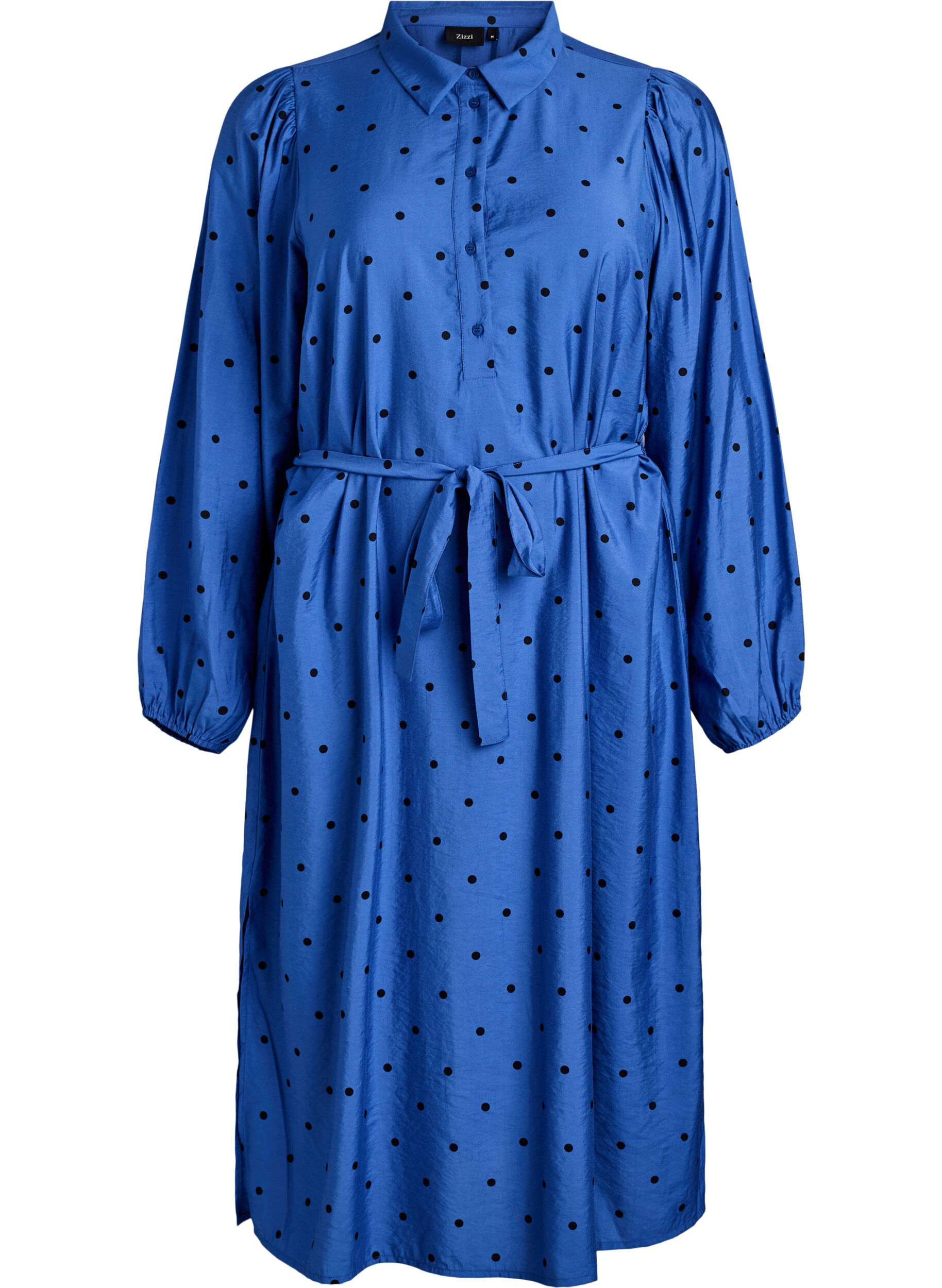 Gepunktetes Midikleid mit abnehmbarem Bindeg&uuml;rtel