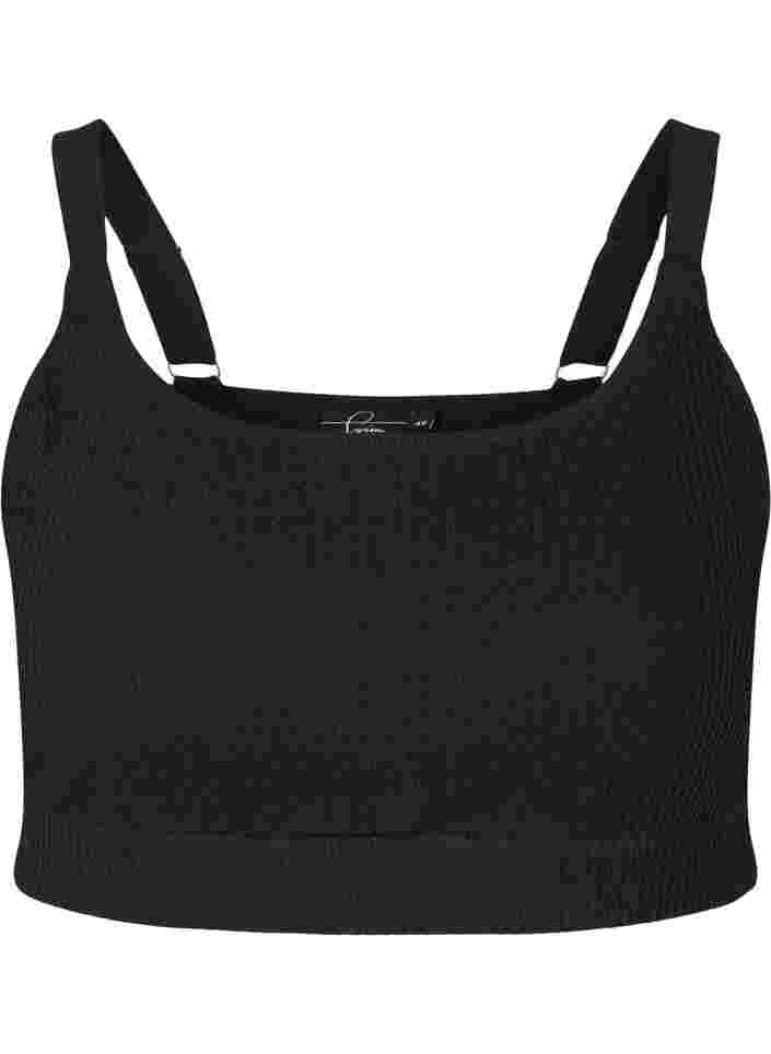 Bikini-Top mit Crêpe-Struktur, Black, Packshot image number 0
