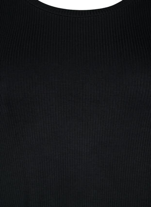 Kurzärmliges Midikleid aus Viskose in gerippter Optik, Black, Packshot image number 2