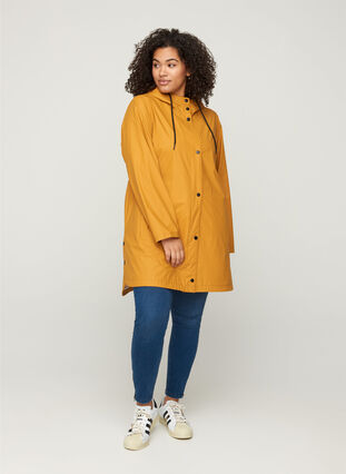 Regenjacke mit Kapuze und Taschen, Spruce Yellow, Model image number 3