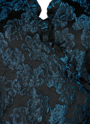 Jacquard-Wickelbluse mit 3/4-Ärmeln, Black Blue, Packshot image number 2