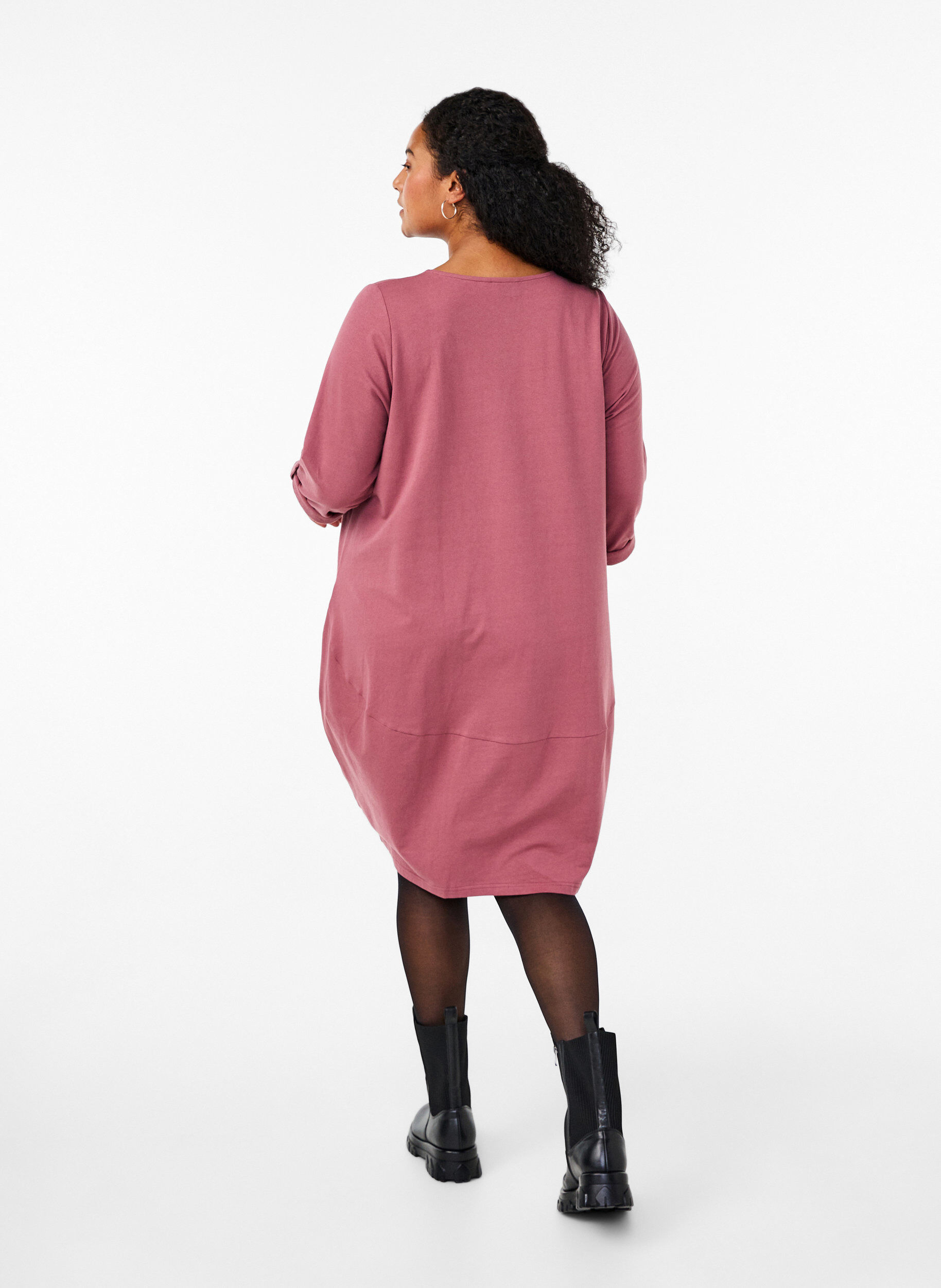 Zizzi Ballonkleid aus Baumwolle mit Taschen, Rot, Model image number 2