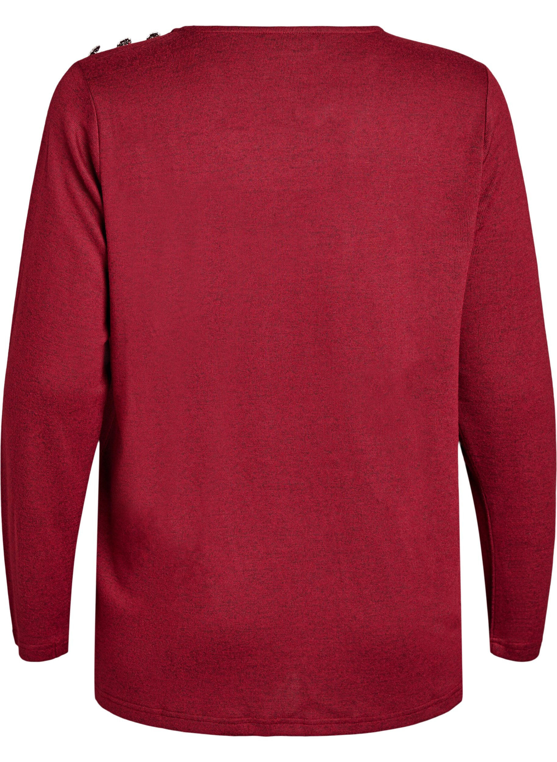 Zizzi Bluse mit Zierkn&ouml;pfen, Rot, Packshot image number 1