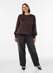 Bluse im Satin-Look mit Ballonform, Braun, Model image number 1