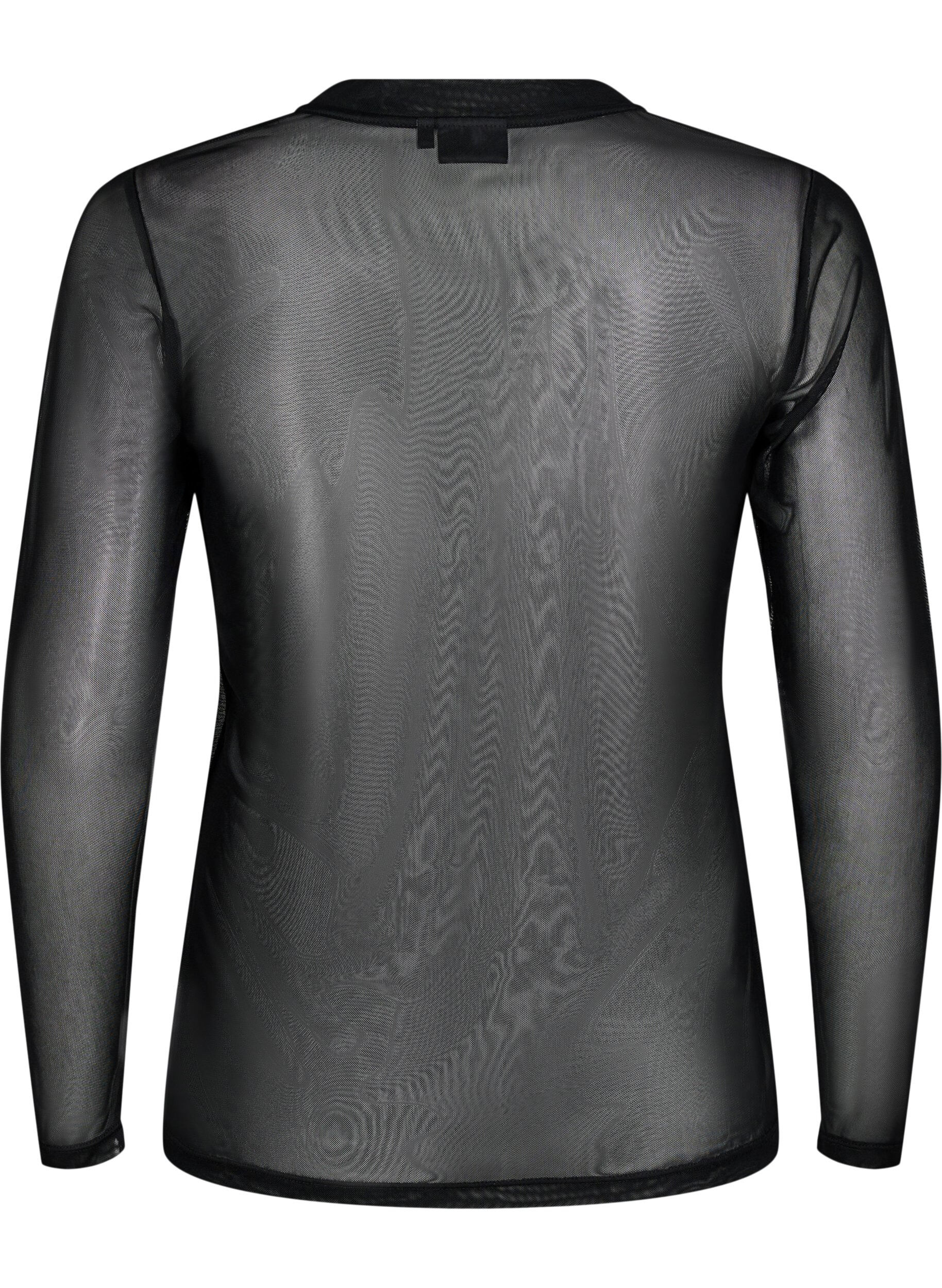 Zizzi Bluse aus Mesh mit Punkten, Schwarz, Packshot image number 1