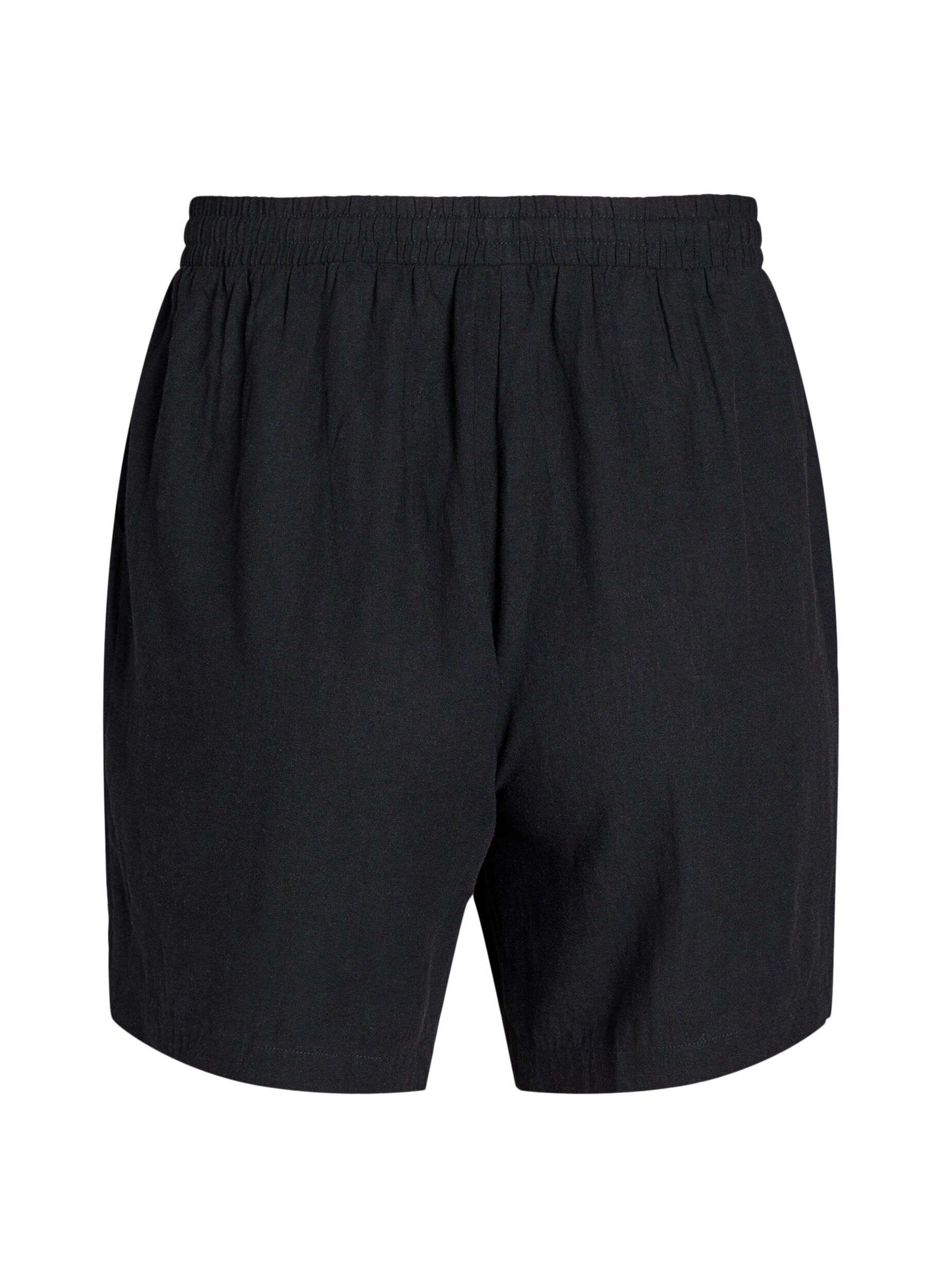 Zizzi Lockere Shorts aus Leinen und Viskose, Schwarz, Packshot image number 1
