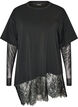 Bluse mit Mesh-&Auml;rmeln und Spitzenbesatz, Schwarz, Packshot image number 0