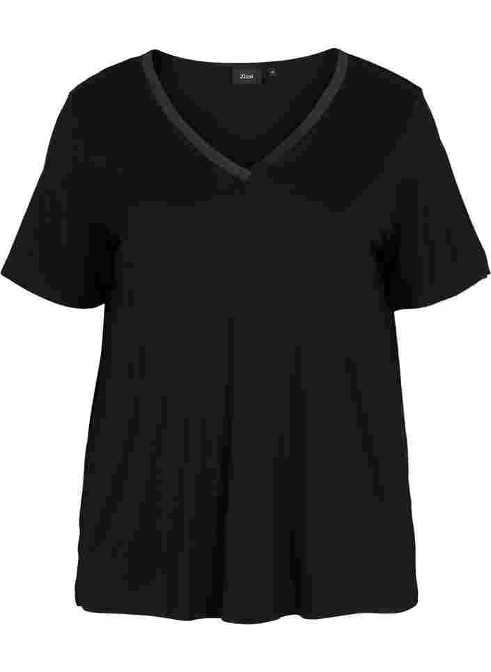 Schlaf-T-Shirt aus Viskose, Black, Packshot image number 0
