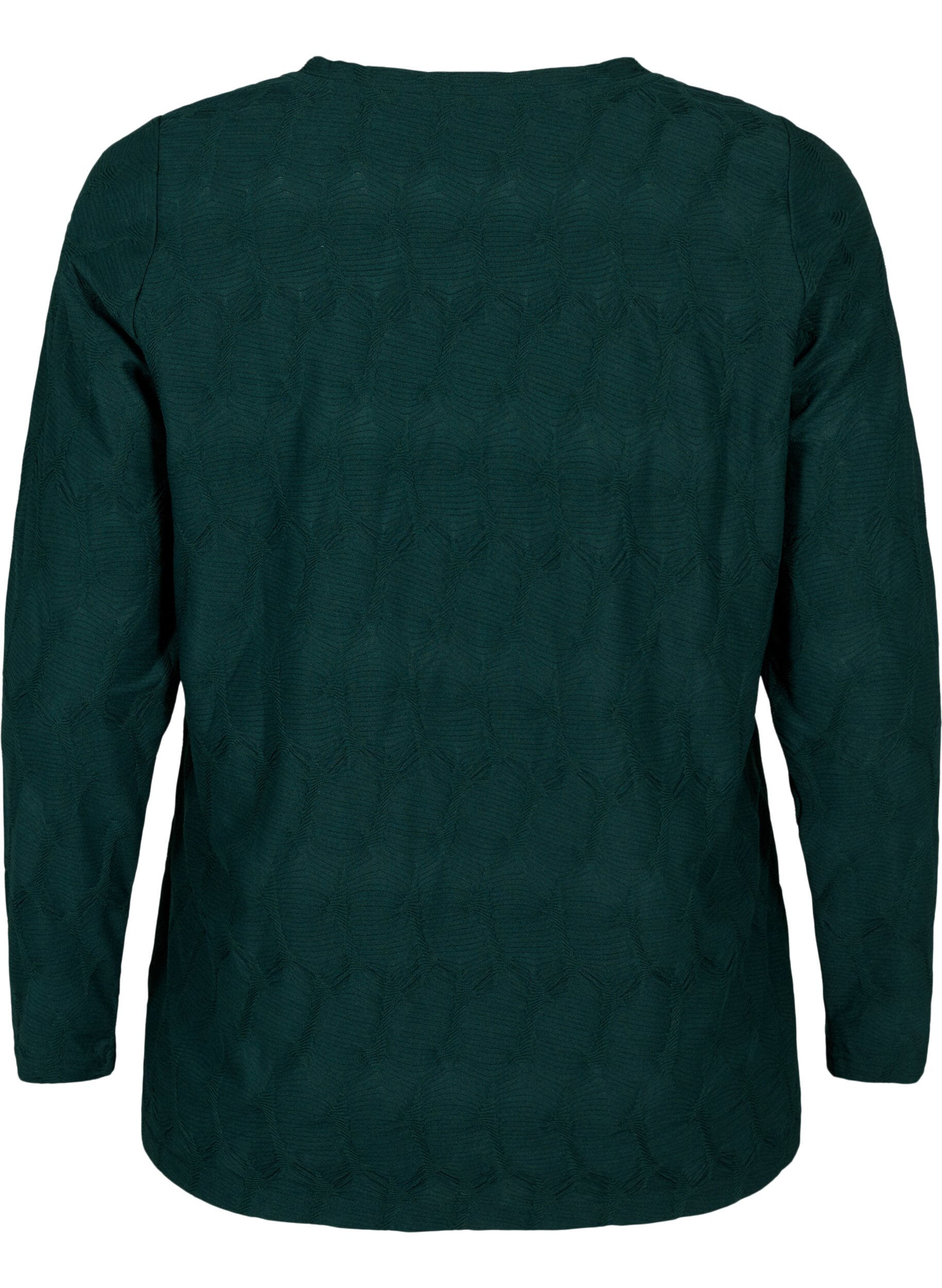 Zizzi FLASH - Lang&auml;rmlige Bluse mit Struktur, Scarab, Packshot image number 1