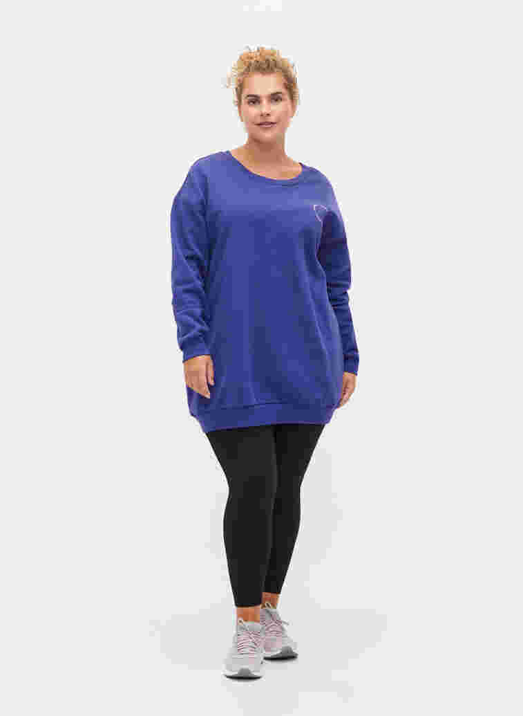 Sweatshirt aus Baumwolle mit Print, Deep Blue, Model image number 2