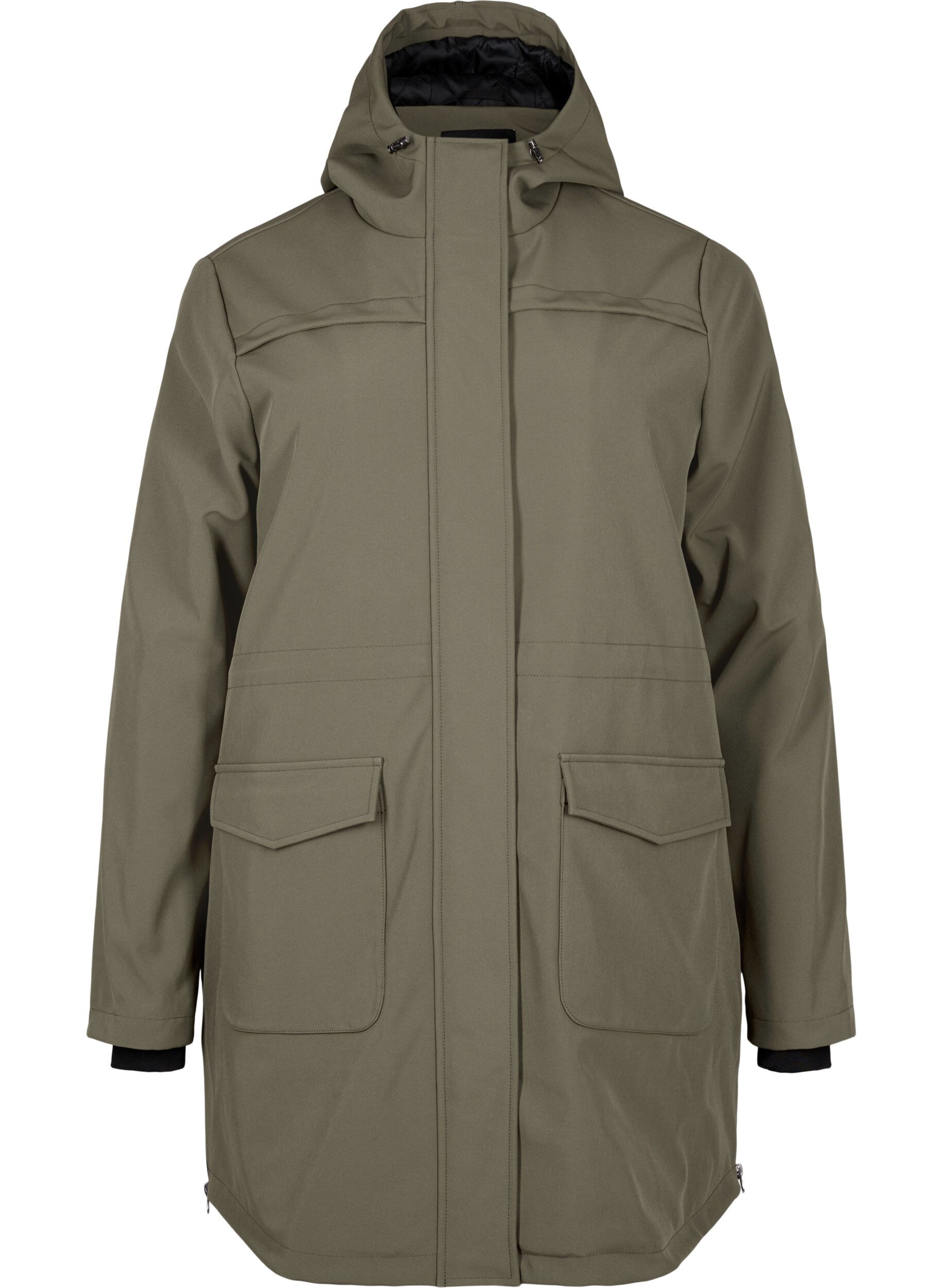 Zizzi Wasserabweisende Softshell-Jacke mit Steppfutter, Gr&uuml;n, Packshot image number 0