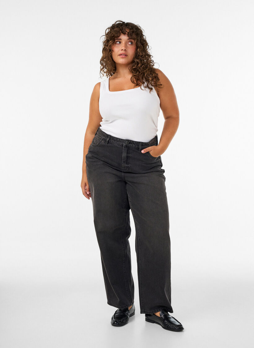 Kiana Straight-Fit-Jeans mit hoher Taille, Schwarz, Model image number 0