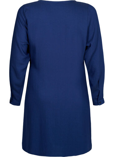 Langärmeliges Wickelkleid aus Viskose, Medieval Blue, Packshot image number 1