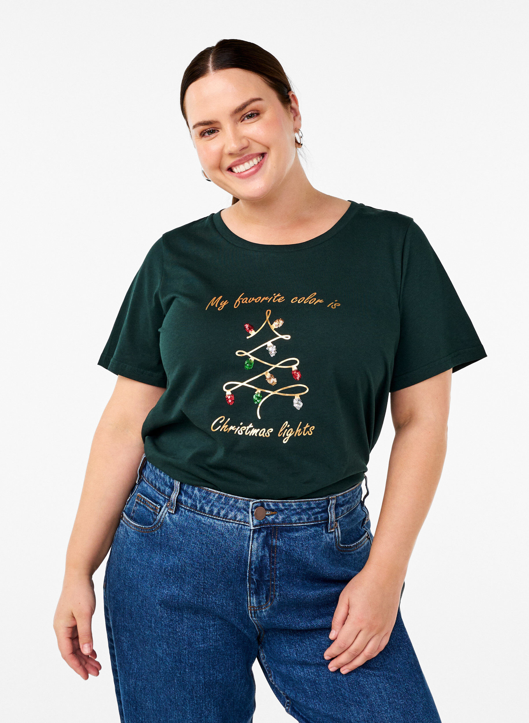 Zizzi Weihnachtliche T-Shirts aus 100% Baumwolle, Scarab w. Tree, Model image number 0