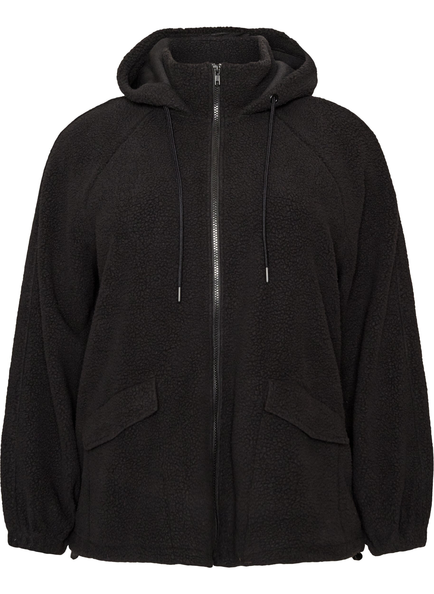 Teddyjacke mit Kapuze und Rei&szlig;verschluss