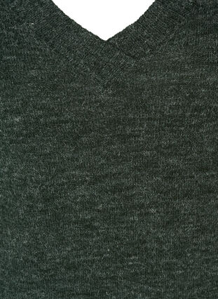 Meliertes Strickkleid mit V-Ausschnitt, Darkest Spruce melange, Packshot image number 2