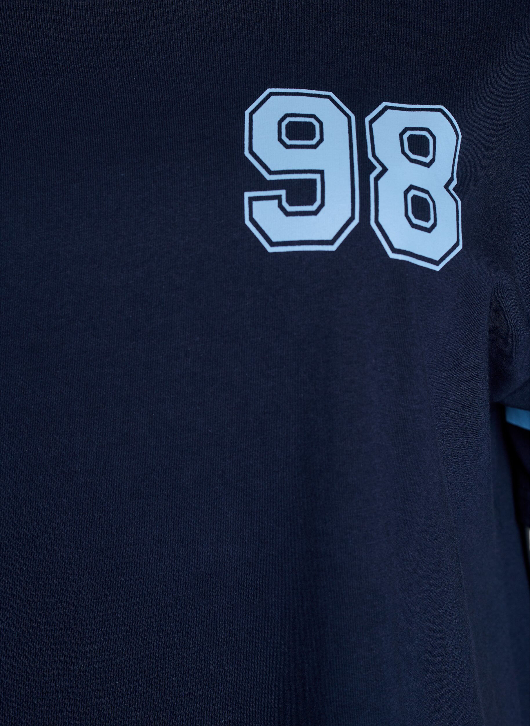 Zizzi Kurzes T-Shirt-Kleid mit sportlichen Details, Blau, Packshot image number 2