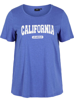 Baumwoll-T-Shirt mit Aufdruck, Dazzling Blue Califo, Packshot image number 0