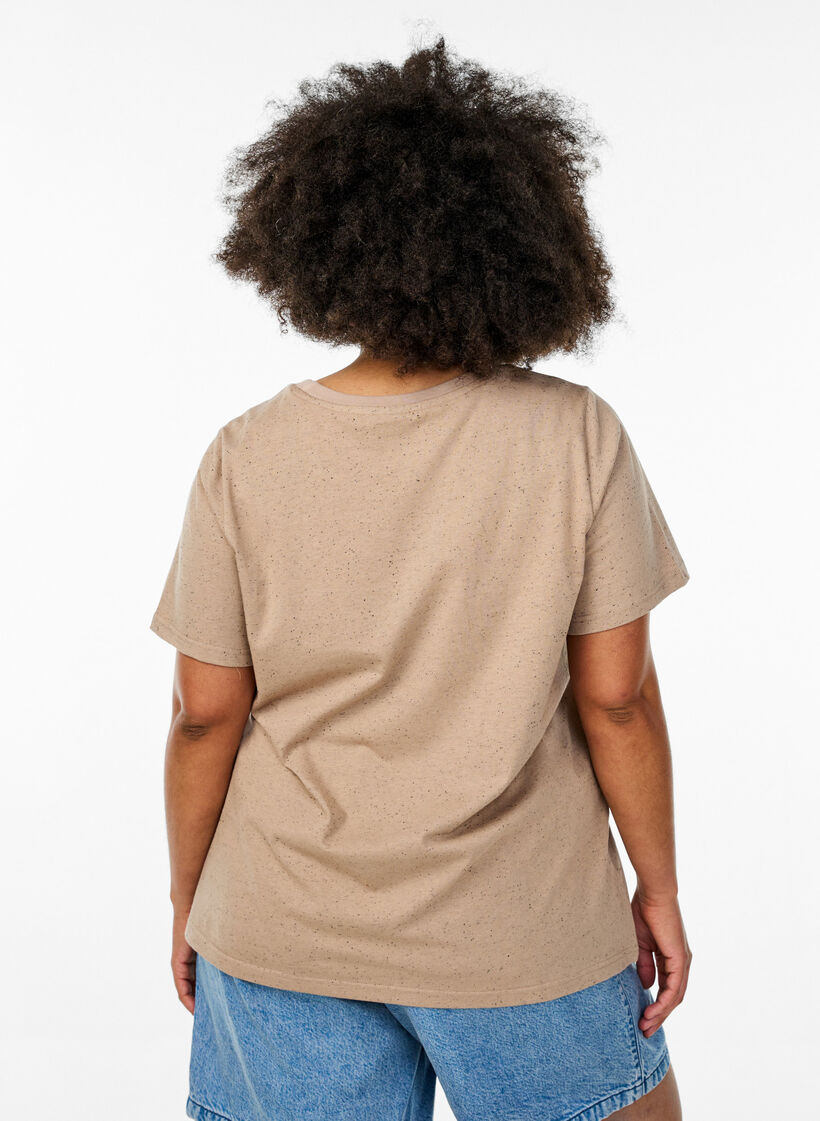 Baumwoll-T-Shirt mit Rundhalsausschnitt, Beige, Model image number 2
