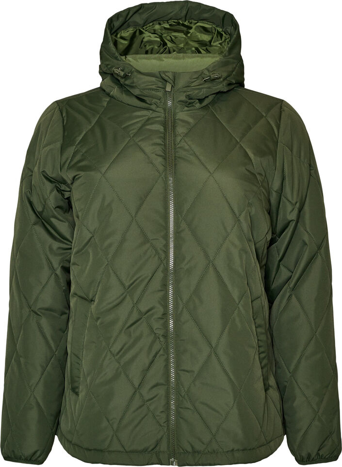 Leicht wattierte Jacke mit Rautensteppung, Gr&uuml;n, Packshot image number 0