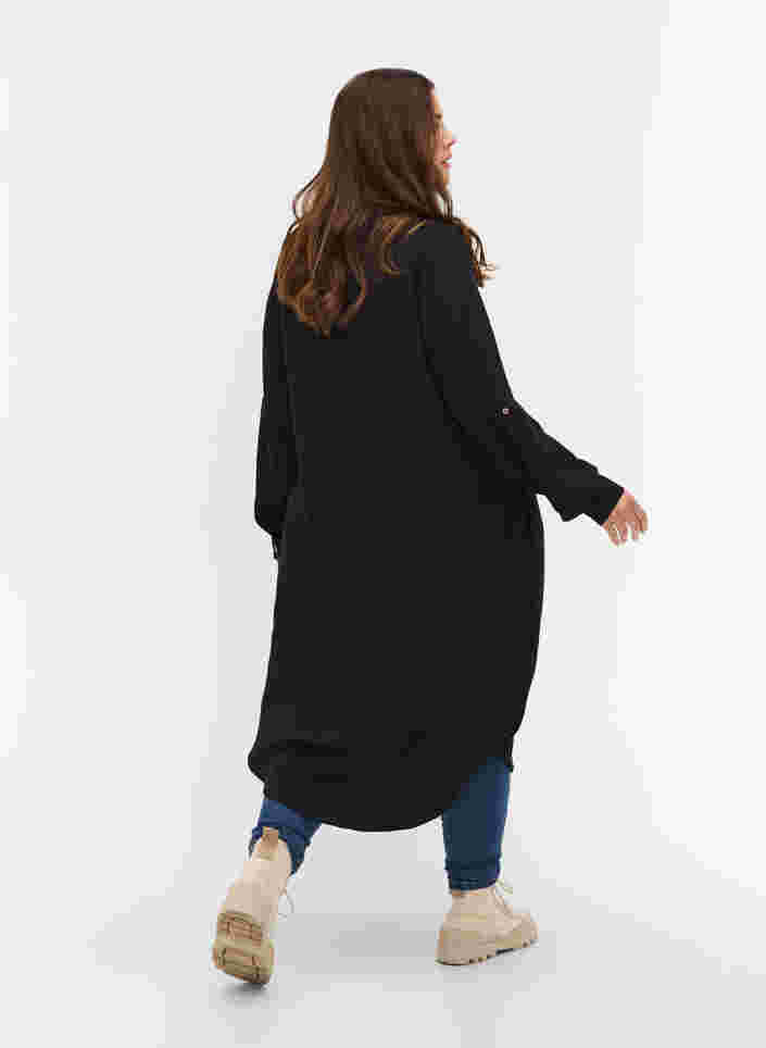 Langes Hemdkleid aus Viskose, Black, Model image number 1
