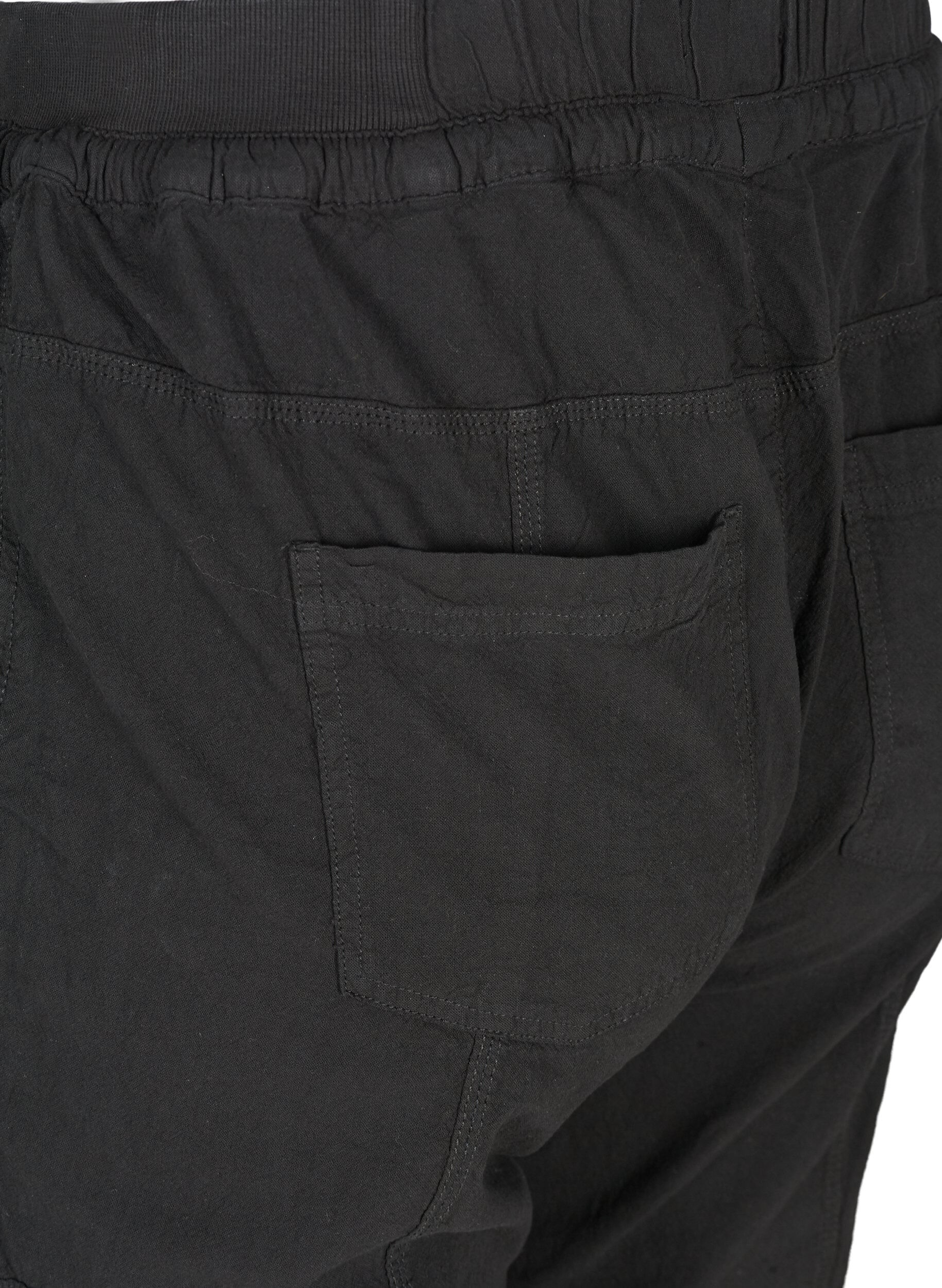 Zizzi Lockere Cargohose aus Baumwolle, Schwarz, Packshot image number 3